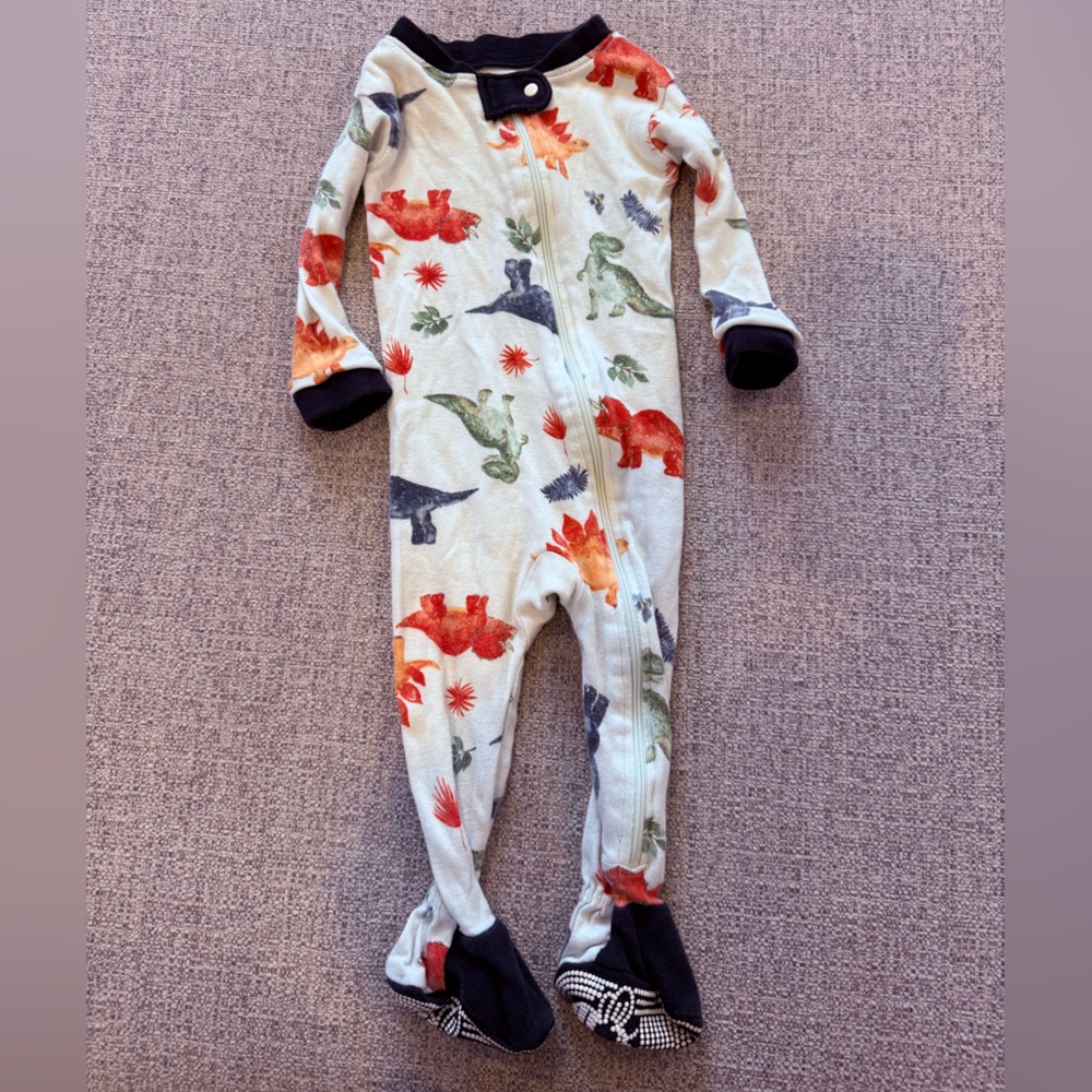 Burt’s Bees Baby, footed pajamas in dinosaur print